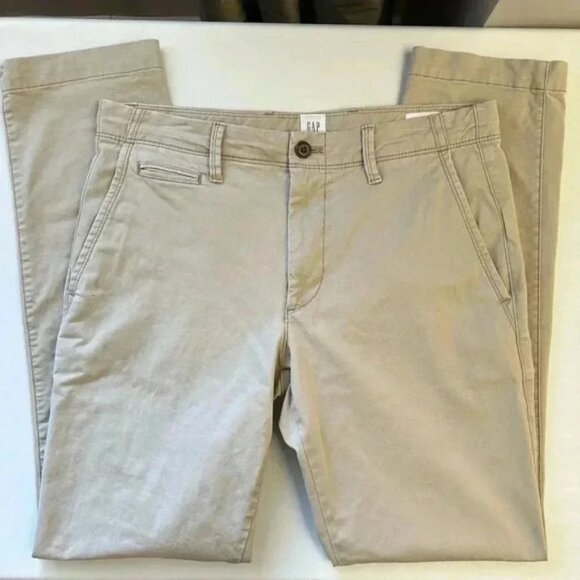 GAP Mens Pants Modern Slim Fit Chinos GapFlex Khaki Tan Size 32x32 - Picture 13 of 14